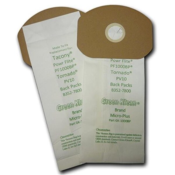 Green Klean GK-1000BP PowrFlite 10 qt Backpack Paper Bag Fits the PF1000BP Replacement Vacuum Bags - 10 per Case - Case of 10 GK-1000BP - main